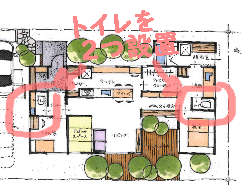 トイレが2つある間取り例