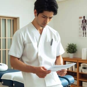 整体院勤務の男性が悩んだ顔つき